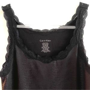 NWOT Calvin Klein Black Lace Trim Tank Top, Small